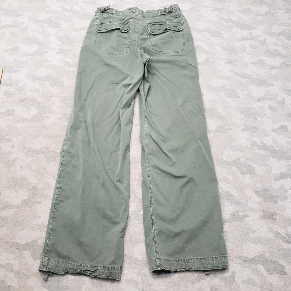 American Eagle Pants Womens 6 Long Green Stove Pipe Wide Leg Pockets Preppy - Picture 9 of 12